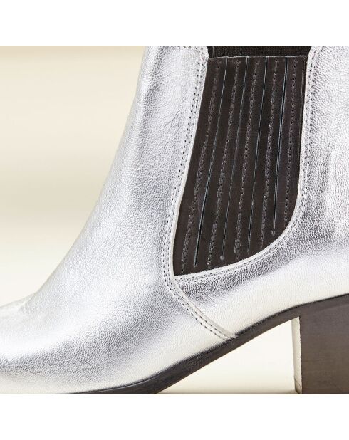 Chelsea boots en Cuir Fali argentées - Talon 5 cm